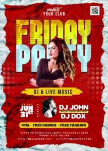 Friday Night Club Party Flyer Free PSD